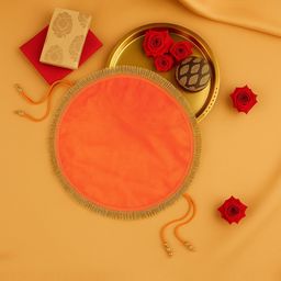 Kuber Industries Orange Colored2 In 1 Shagun Pooja Thalposh Organza Cover Cloth Potli-image-29