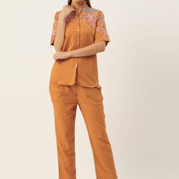 AUTUMN LANE Embroidered Pure Cotton Shirt With Trousers Co-Ords-image-34
