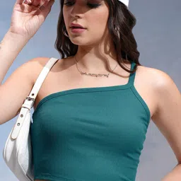 Tokyo Talkies Women One Shoulder Cotton Fitted Crop Top-image-30