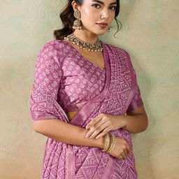 PBS PRINTS Printed Zari Woven Border Ikat Saree-image-54