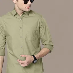 ADWYN PETER Men Classic Spread Collar Solid Cotton Casual Shirt-image-40