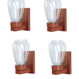 1ST TIME Pack of 4 White & Brown Glass Cylinder Shaped Wall Lamp-picture-24