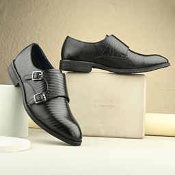 BUSKINS Men Textured Monks With Buckles-image-48