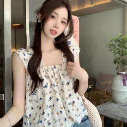 KPOP Women Floral Printed Short Sleeves Top-image-90
