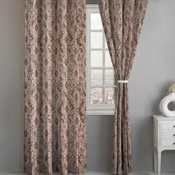 Lunar Days Grey Set of 2 Floral Room Darkening Long Door Curtain-image-55