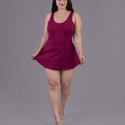 Keepfit Women Plus Size Solid Padded Swim Dress With Attached Boy Short-image-69