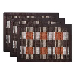 Kuber Industries Brown & White 3 Pieces Printed Soft Cotton Bathroom Door Mats-35