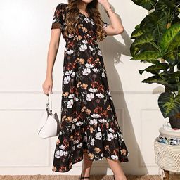 DECKEDUP Floral Print Ruffled A-Line Maxi Dress-image-66