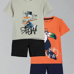 HELLCAT Boys Pack Of 2 Printed Round Neck T-Shirts With Shorts-image-91