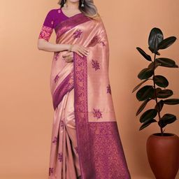 KALINI Peach Art Silk Sarees-image-25