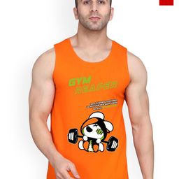 SLOWLORIS Men Pack of 2 Orange & Red Cotton Graphic Printed Innerwear Vest-picture-31