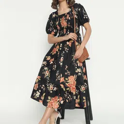 Femvy Women Floral Printed Fit & Flare Midi Dress-picture-39