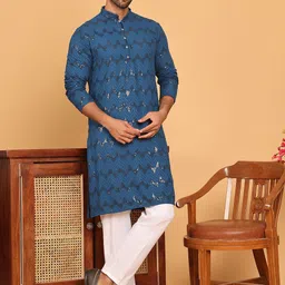Jompers Chevron Embroidered Sequinned Work Straight Kurta With Pyjamas-image-21