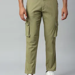Dennis Lingo Men Tapered Fit Solid Cargos Trousers-image-80