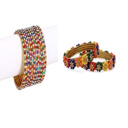 SOMIL Set Of 14 Multi Alloy Artificial Stones and Beads Antique Bangles-image-44
