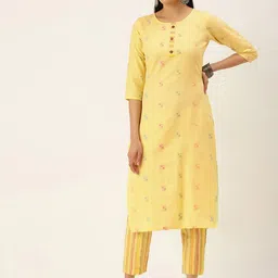 DIVASTRI Women Regular Thread Work Kurta with Trousers-image-14