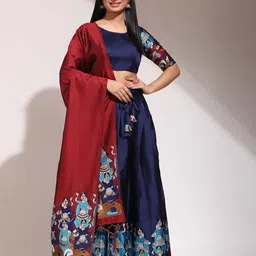 Payu Printed Semi-Stitched Lehenga & Unstitched Blouse With Dupatta image 2