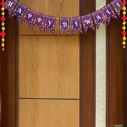 Indigifts Purple & White Printed Happy Diwali Art Door Bandarwal Toran-picture-29