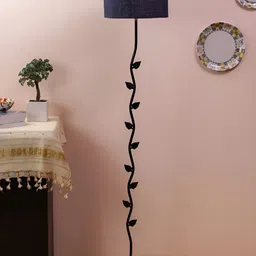 Devansh Black & Blue Jute Floor Lamp With Shade-49