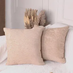 STITCHNEST Beige 2 Pieces Square Cushion Covers-image-13
