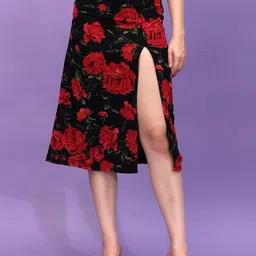 Moda Rapido Printed Side Slit Midi Skirt-picture-18