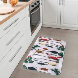 Kuber Industries White & Green 6 Pieces Printed Anti Skid Kitchen Mats-20