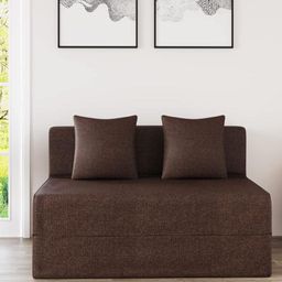 Torque Messi Brown Leatherette Foldable 2 Seater Inflatable Sofa Cum Bed With 2 Cushion-image-53