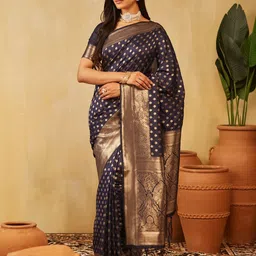 kasee Ethnic Motifs Woven Design Zari Banarasi Saree-image-33