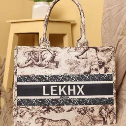 LEKHX Animal Printed Laptop Space Upto 16 Inch Oversized Jute Tote Bag-40