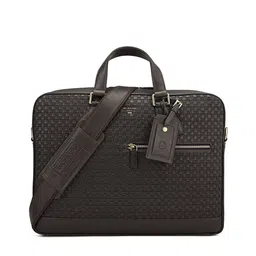 Da Milano Men Textured Leather Laptop Bag-image-4