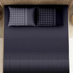 VINTANA Blue & Grey Geometric 250 TC Cotton King Bedsheet Set-2.74 m x 2.74 m-image-70