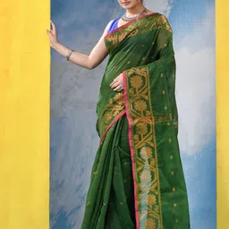 DESH BIDESH Women Woven Design Zari Cotton Silk Saree-image-33