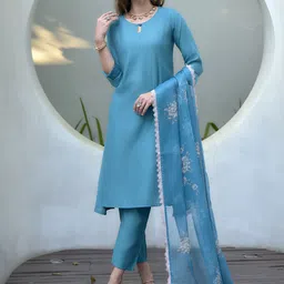 SHREE LAXMINARAYAN EXPORT Women Floral Angrakha Kurti with Trousers & With Dupatta-picture-28
