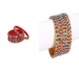 SOMIL Set Of 16 Alloy Artificial Stones and Beads Bangle-picture-2