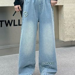 LULU & SKY Girls High-Rise Slash Knee Jeans-image-68