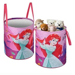 Kuber Industries Pink 2 Pieces Disney Princess Printed Foldable Laundry Bags 45 L Each-picture-57