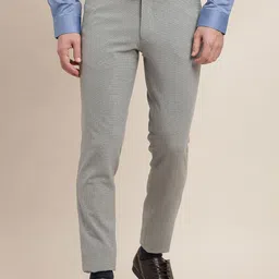 Turtle Men Tailored Skinny Fit Mid-Rise Cotton Formal Trousers-image-68
