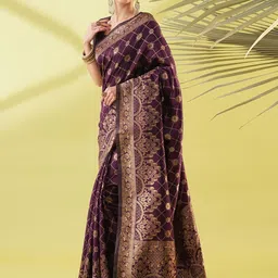 KALINI Magenta Silk Blend Woven Design Sarees-image-38
