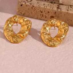 Estailo fashion Gold-Plated Contemporary Shaped Drop Earrings-image-86