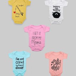 BAESD Infants Pack Of 5 Printed Cotton Bodysuits-49