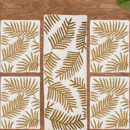 YWULY 5-Pcs White & Brown Ethnic Motifs Embellished Table Linen Set-28