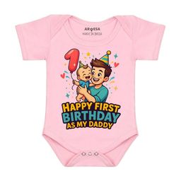 Arvesa Papa First Birthday With Me Printed Bodusuit-image-71