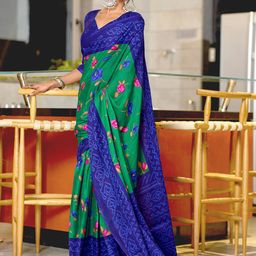 PEENGAX Floral Printed Pure Cotton Bagru Saree-image-59