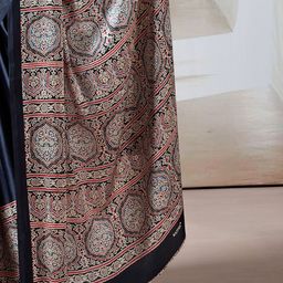 KALINI Ethnic Motifs Satin Block Print Saree image 2