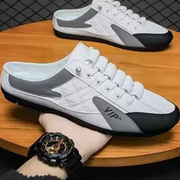 DODA Men White & Grey Round Toe Lace Up Mesh Sneakers-picture-20