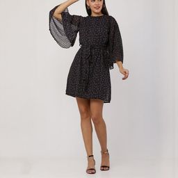 Moda Rapido Floral Flutter Sleeve Georgette Fit & Flare Dress-picture-16