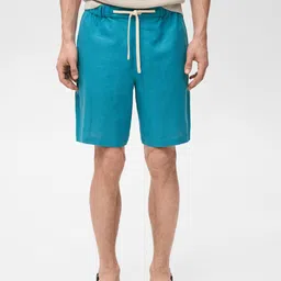 MANGO MAN Cotton Linen Bermuda Shorts-26
