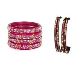 SOMIL Set of 8 Pink Alloy Bangles-image-28