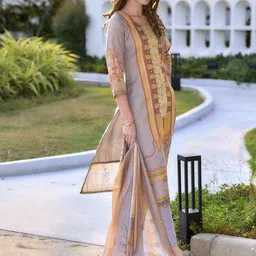 SHREE LAXMINARAYAN EXPORT Ethnic Motifs Printed Straight Kurta With Trouser & Dupatta image 4