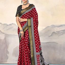PEENGAX Dabu Zari Pure Cotton Dabu Saree-image-81